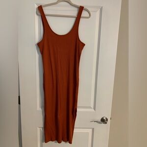 Double Zero Rust Ribbed Maxi Tank Dress